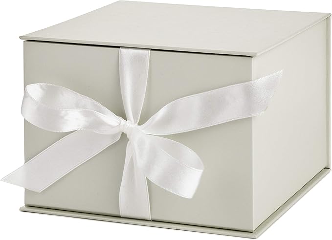Hallmark Medium Gift Box with Lid and Shredded Paper Fill (Grey White 7 inch Box) for Weddings, Bridal Showers, Graduations, Birthdays, Bridesmaids Gifts, All Occasion (Pack of 12)