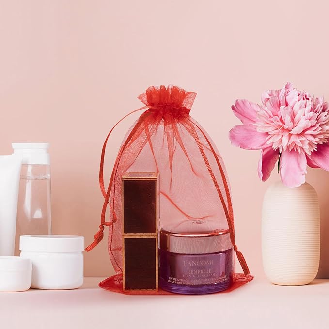 50 Pcs 4x6 Inch Organza Bags, Mesh Bags Drawstring Sachet Bag Small Pouch Bag for Christmas Gift Party Favor Wedding(Red)