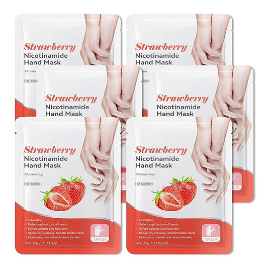 Hand Mask Moisturizing Gloves 6 Pack,Hydrating Hand Mask for Women,Soft Gloves for Dry Cracked Skin E