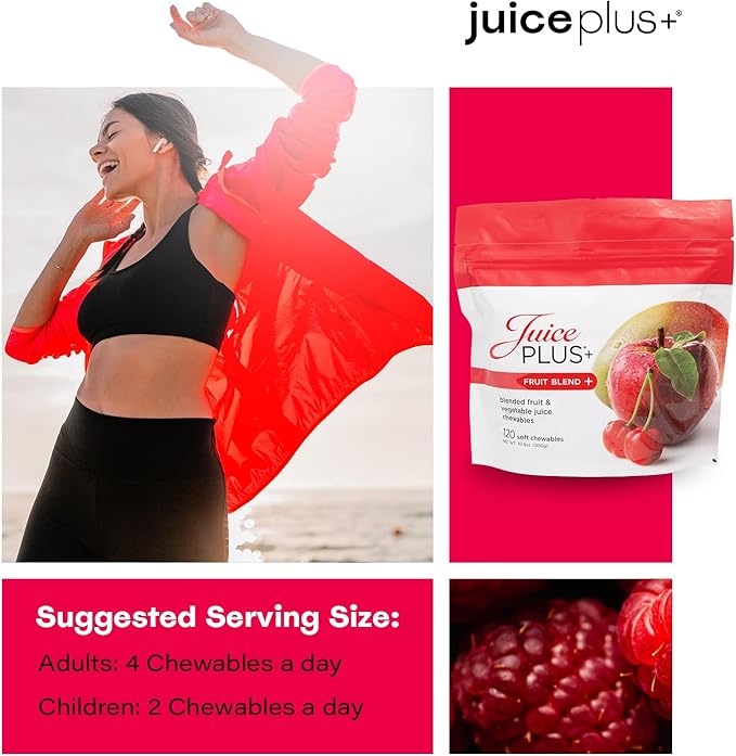 Juice Plus+ Fruit Blend Soft Chews (Chewables) - Boost Your Nutrition with 11 Fruits & Plant Ingredients - Vegan Gummy for Kids & Adults - Vitamins, Whole Food Nutrition - 1 Pouch (1-Mo, 30 Chews)