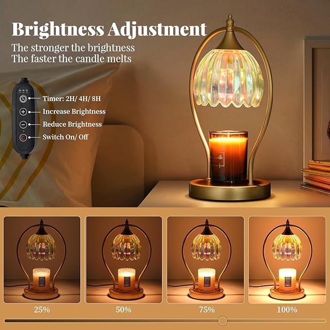 Candle Warmer Lamp with Timer: Dimmable Scented Candle Warmer Aromatherapy Lamp for Home Decor, Mothers Day Gifts for Mom, Ideal Housewarming Birthday Wax Warmer Light Gift, Includes 2 Bulbs