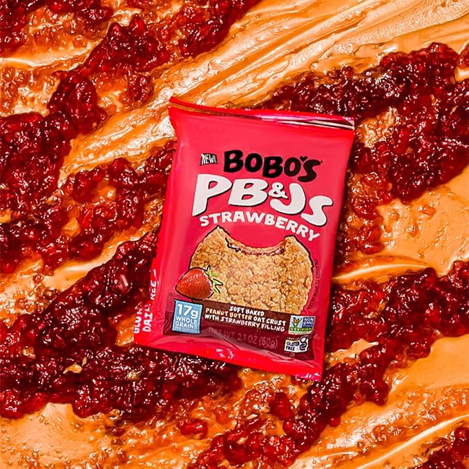 Bobo's Peanut Butter & Strawberry Jelly Oat Snack, 24 Count, Healthy Everyday Snack, a Satisfying Treat that Provides a Quick Energy Boost