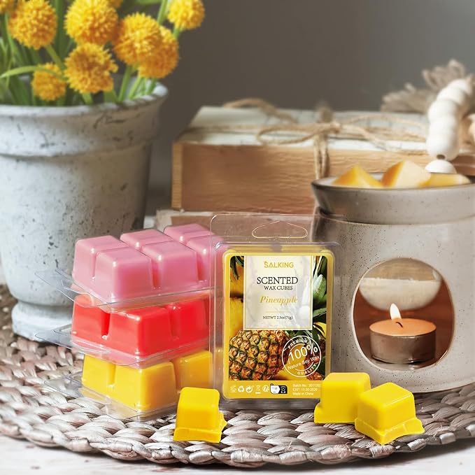 SALKING Summer Scented Wax Melts, Soy Wax Melts Gift Set, Wax Cubes/Tarts for Warmer - Ocean Breeze, Coconut, Mojito, Vanilla Ice Cream, Pineapple, Watermelon, Pink Sands, Night, 8x2.6 oz