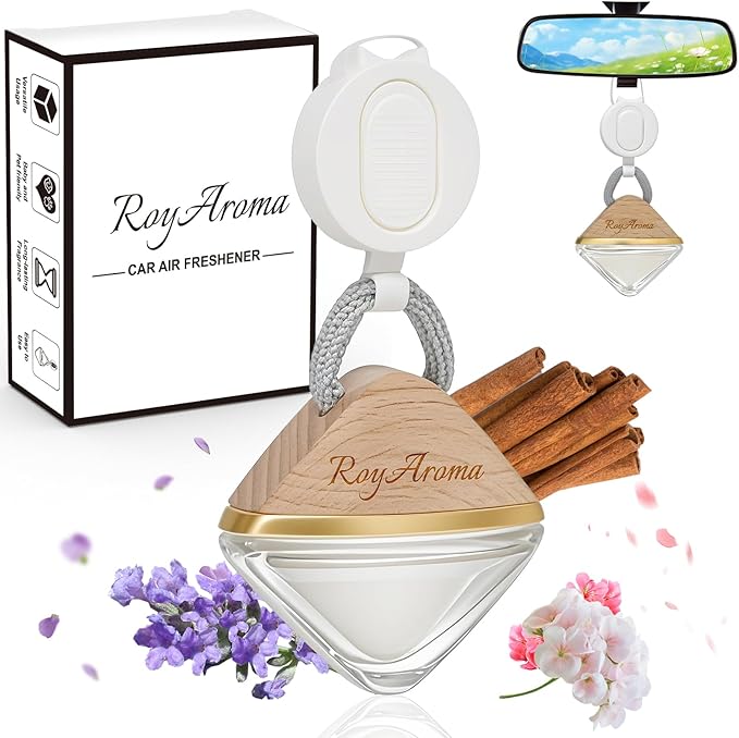 Premium Hanging Car Air Freshener, Long Lasting Car Fresheners with Essential Oil Cars Diffuser for Men & Women | Non-Toxic | Cedar Mahogany | Adjustable Rope Diffusers for Cars Home Office
