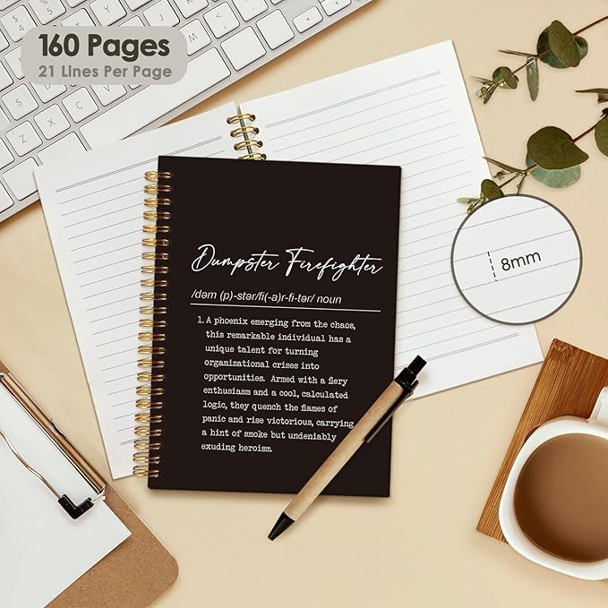Dumpster Firefighter Notebook – Inspirational Spiral Hardcover Journal for Crisis Managers and Problem Solvers – Funny & Motivational Office Gift 5.5x8.3