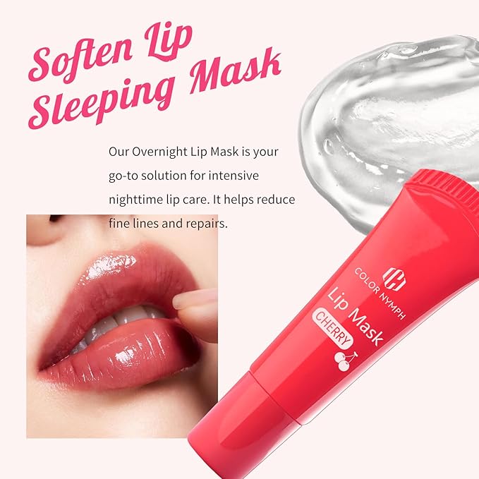Color Nymph Lip Care Trio - Lip Scrub, Overnight Lip Mask & Lip Treatment Oil, Intense Hydration Lip Set for Dry Chapped Cracked Lips, Exfoliate & Moisturize - 3 Piece Gift Set - Cherry
