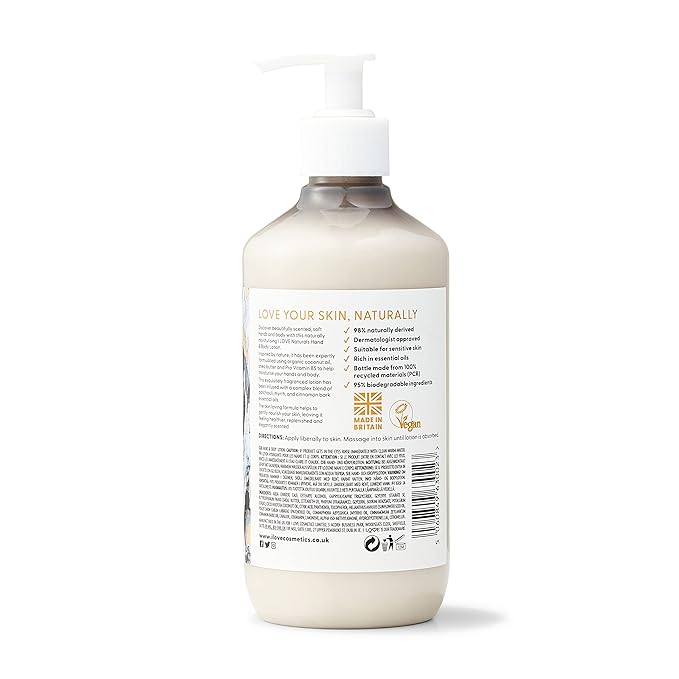 I Love Naturals Tonka Bean and Myrrh Hand and Body Lotion - Moisturizing Lotion for Dry Skin - Coconut Oil and Shea Butter Lotion - 16.9 oz