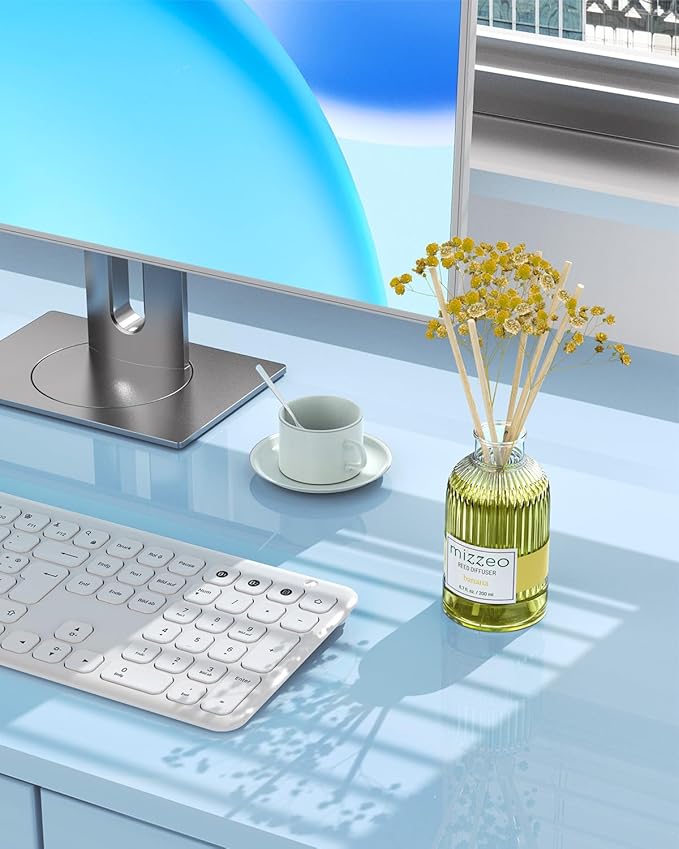 MIZZEO Reed Diffuser Set, Banana 6.76 fl oz Highly Scented Room Diffuser Home Fragrance Essential Oil Reed Flower Diffuser, House Bedroom Office Decor & Gifts