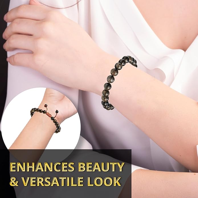 Energy Protection Crystal Handmade Adjustable Bead Bracelet Perfect for Men, Women’s Gift - Gemstone Healing Stretch Bracelet Pulsera Para Hombre Mujer Stocking Stuffer