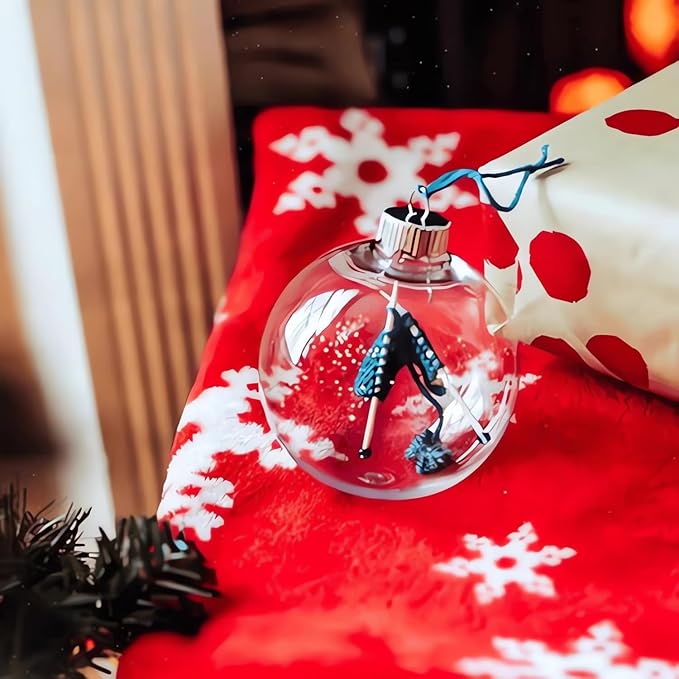 Knitting Ornament - Handmade Knit Gift for Knitters, Acrylic Christmas & Halloween Tree Decoration, Perfect Yarn Lover Gift, Unique Gifts for Crafters, Handmade Holiday Decor Ornaments (Black)