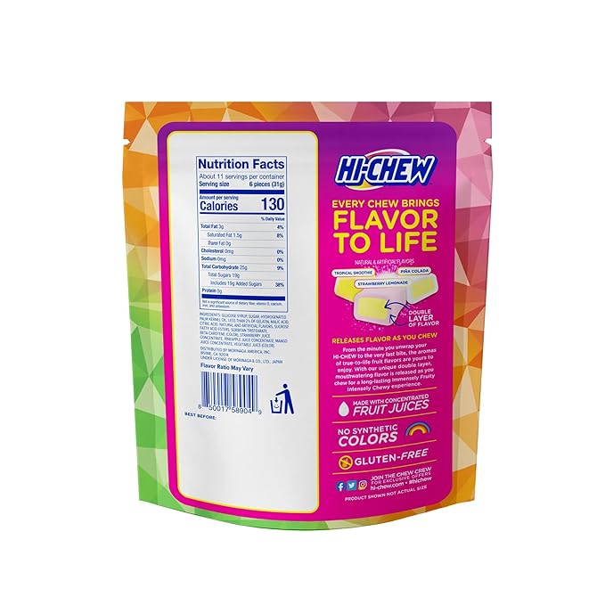 HI-CHEW Fruit Combos Bulk Candy, 4 Stand Up Pouches, 220+ Pieces, 11.65oz each - Unique Fun Soft & Chewy Halloween Candy - Immensely Juicy Fruity Flavors - Individually Wrapped for Halloween Sharing