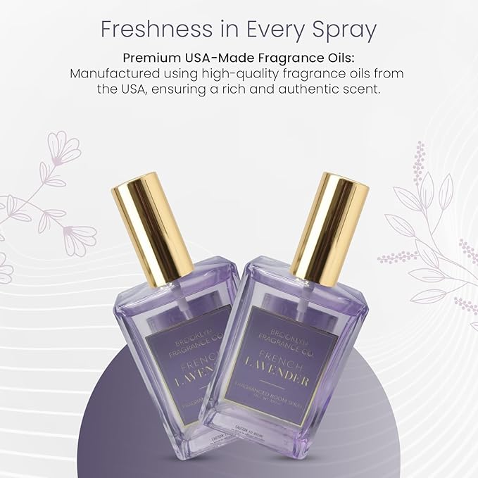 Brooklyn Fragrance Co. Everyday Room Spray – Premium French Lavender Scent - Long lasting Fragrance for Home, Office or Bathroom – Air Freshener Rectangle Spray bottle – 100 ml