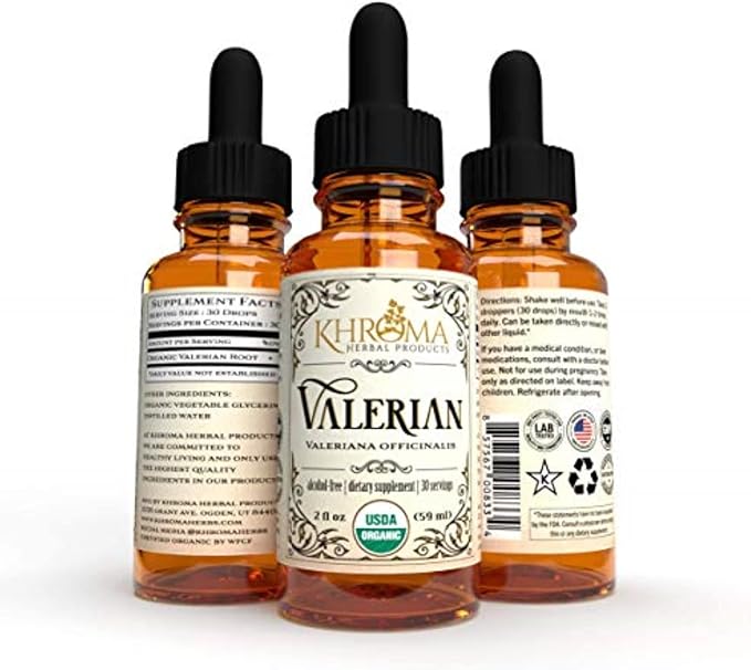 Khroma Herbal Products Organic Valerian Root - 2 oz Liquid in a Glass Bottle - 30 Maximum Strength Servings