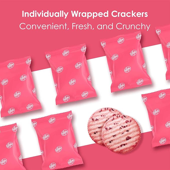V-LOONG Rose & Multi Berries Biscuits, Vlife Baked Round Crackers, Sweet and Crispy Snacks, (3 PACK, 21 Ounce)