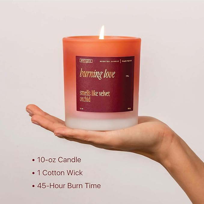 Benevolence LA Burning Love Scented Candles | 10 oz, 40-50 Hour Burn, Love Candle for Women | Romantic Gifts for Women and Men | Gift for Husband, Wife, Girlfriend | Spring Candles - Velvet Orchid