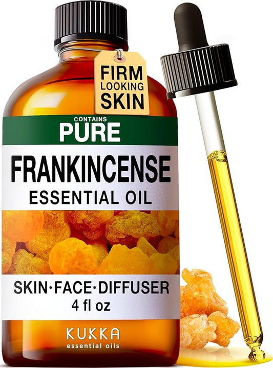 KUKKA Frankincense Essential Oils - 4 Fl Oz - for Hair, Skin, Diffuser, Aromatherapy & DIY Soap Making Scent