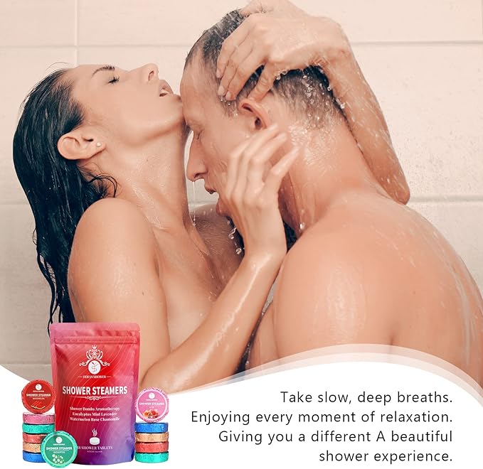 Shower Steamers Aromatherapy, 18-Pack Shower Bombs Christmas Stocking Stuffers for Teen Girls Women Wife, Organic Eucalyptus Mint Rose Lavender Chamomile Watermelon Essential Oil, White Elephant Gifts