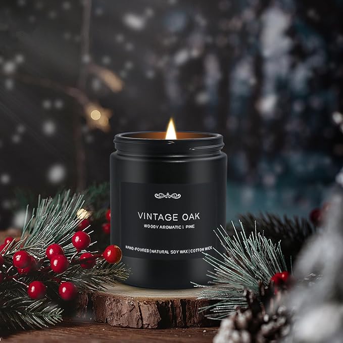 Scented Candles Gifts, Gift for Men, 4 Pack Candles Set, Soy Candle for Home Scented, Birthday Gifts Candle Set for Men Scents of Magnolia Sandalwood/Oak/Amber Patchouli/Leather