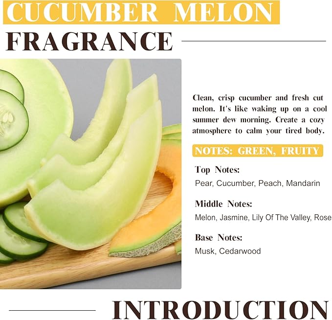 EUQEE Cucumber Melon Fragrance Oil, Premium Cucumber Melon Essential Oil 2.02 Fl oz/ 60ml with Glass Dropper for Diffuser, DIY Soap, Candle Making