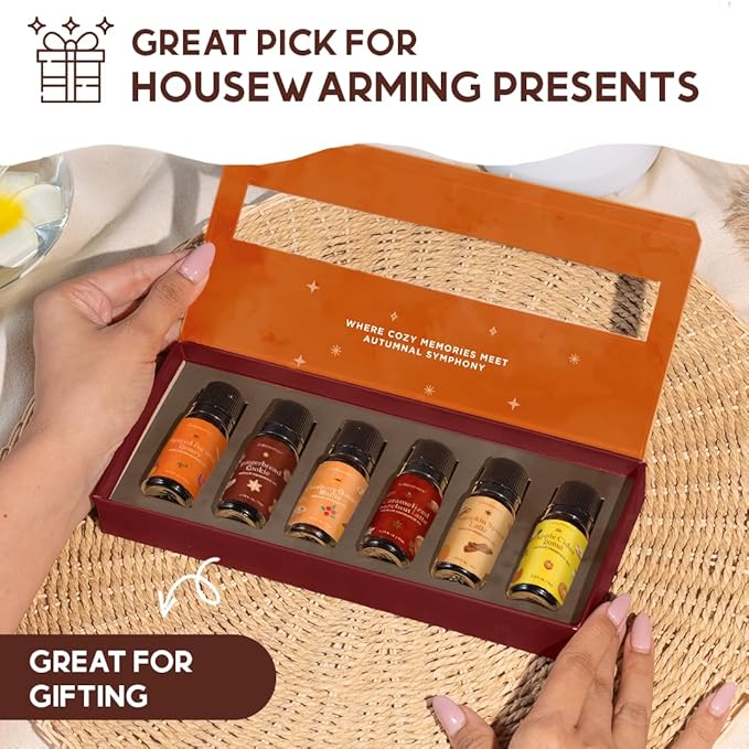 Folkulture Essential Oils for Home | Set of 6 (0.34 fl oz x 6) Fall Essential Oils or Diffuser Oil for Relaxation | Pumpkin Spice, Vanilla Essential Oil or Fall Scents | Fall Essentials for Women