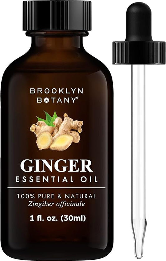 Brooklyn Botany Ginger Essential Oil - 100% Pure and Natural - Premium Grade Oil with Dropper - for Aromatherapy and Diffuser - 1 Fl Oz