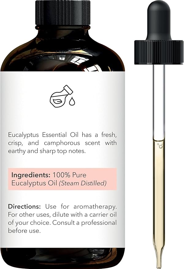 Brooklyn Botany Eucalyptus Essential Oil - Huge 4 Fl Oz - 100% Pure and Natural - Premium Grade with Dropper - for Aromatherapy and Diffuser