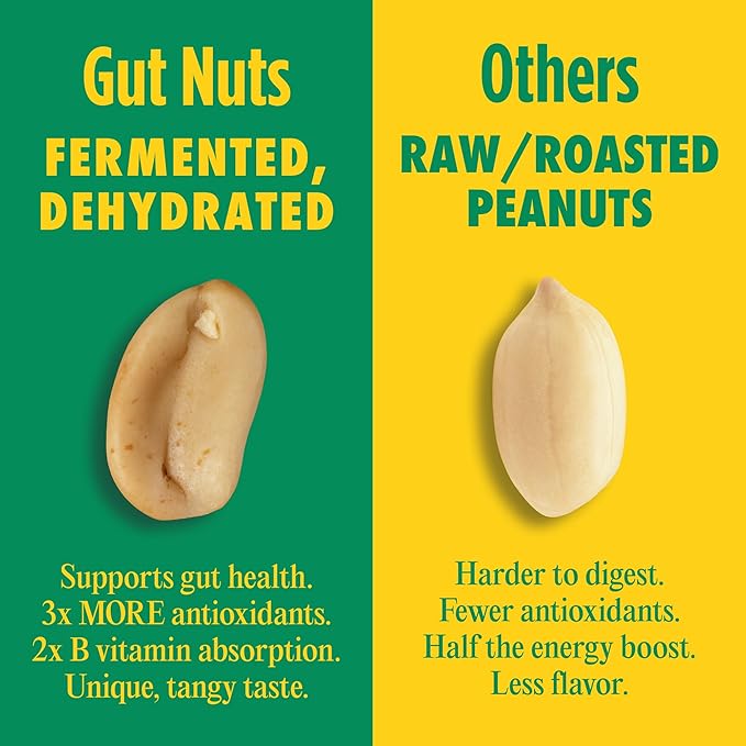Gut Nuts - Fermented and Sprouted "Sourdough" Peanuts for Gut Health - Tangy, Umami, & Salty Flavors - Super Crunchy Low Carb Keto Snacks - Low Sugar Prebiotic & Postbiotic Peanut Snacks - 3oz Pouch (3 Pack) - by Philosopher Foods