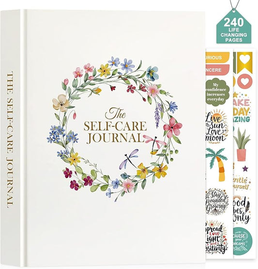 Lanpn Self Care Journal for Women, Self Love Guided Journals with Prompts, Daily Reflection Wellness & Gratitude Planner, 5 Minute Mental Health Notebook, Mood Mindfulness Log, 240 Pages