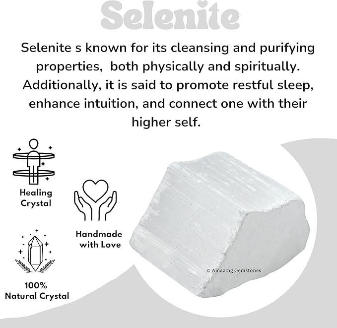 Amazing Gemstone 2 Pieces Selenite Raw Crystals and Healing Stones, Natural Rocks for Tumbling and DIY Raw Stones and Crystals