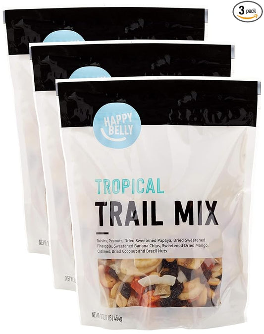 Amazon Brand - Happy Belly Tropical Trail Mix, 1 pound (Pack of 3)