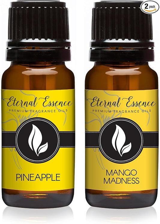 Eternal Essence Oils 2 Pack 10ml Premium Fragrance Oil - Pineapple & Mango - for Candle, Soap Making, Aromatherapy, Diffusers, Home Care, & Humidifiers