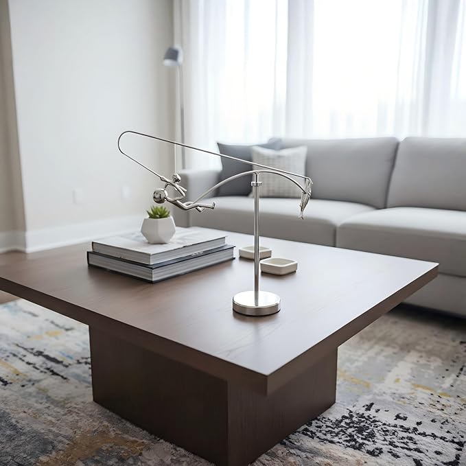 Kinetic Fishing Ornaments - Fisherman Balancing Sculpture Desk Toy, Balance Art for Home Office Desk Decor, Stress Relief Toys for Adults, Metal Physics Art Sculpture Statue, for Men