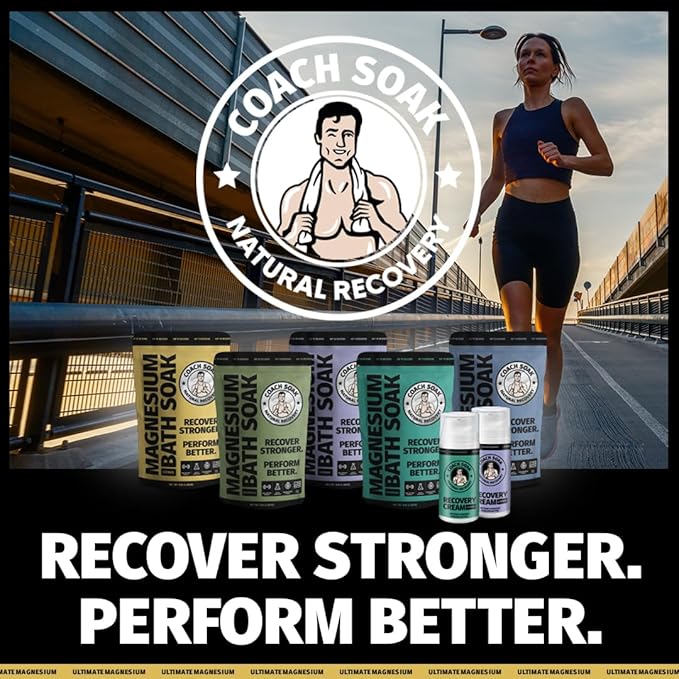 Coach Soak Recovery Bath Soak - Faster Absorption Than Epsom Salt for Pain - Rejuvenating Magnesium Flakes with 21 Minerals, Essential Oils & Bath Salts, 3lbs (Energizing Citrus)