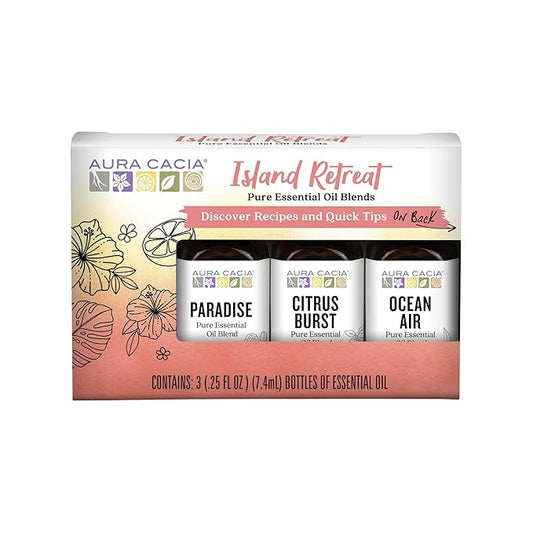 Aura Cacia Island Retreat Essential Oil Kit - Light Aroma, No Synthetic Fragrances
