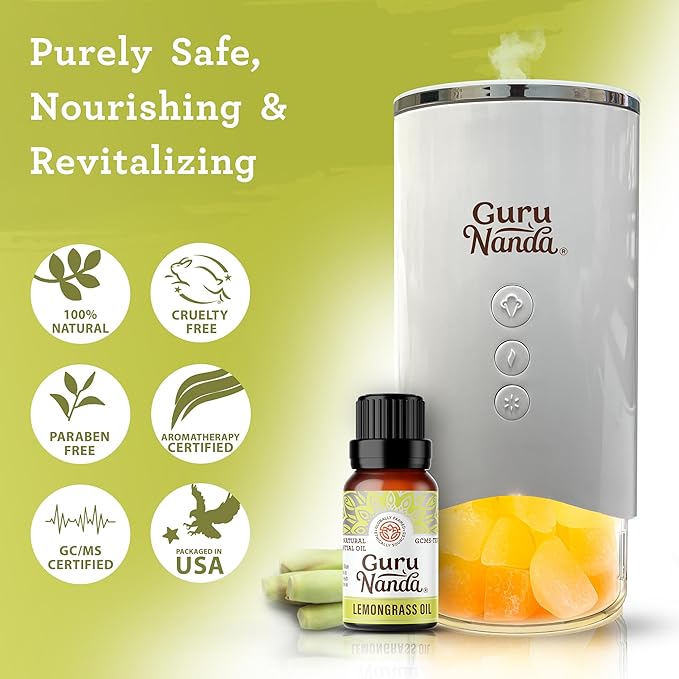 GuruNanda Lemongrass Essential Oil (0.5 Fl oz), 100% Pure, Undiluted Aromatherapy Oil for Diffusers, Helps with Muscle Tension & Promotes Relaxation