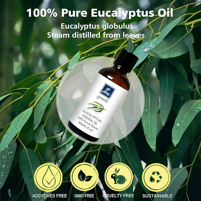 Eucalyptus Essential Oil 1 Oz, 100% Pure Natural Eucalyptus Oil, Aromatherapy Essential Oils for Diffuser, Spray, Skin, DIY Body Oils Blends
