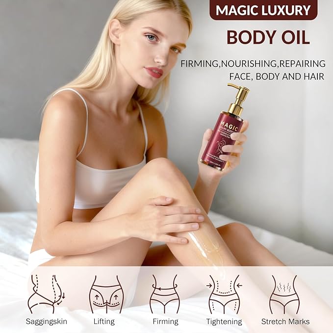 Magic Firming Luxury Body Oil Glow Remedy,Tightening & Hydrating Treatment for Arms,Legs,Stomach & Body | Natural Firming Oil for Dry Skin,Lightweight,Non-Greasy, Nourishing Formula-4.06 FL OZ