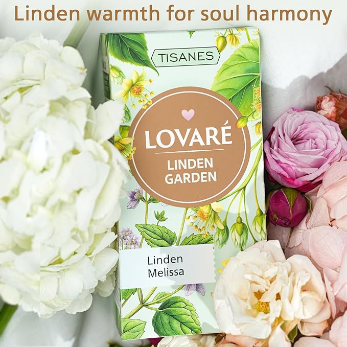 LOVARE Linden Garden Herbal Tea – Aromatic Blend with Linden, Fruits & Berries – Caffeine-Free, Light & Flavorful – 24 Tea Bags (1.5g Each) (LINDEN GARDEN)