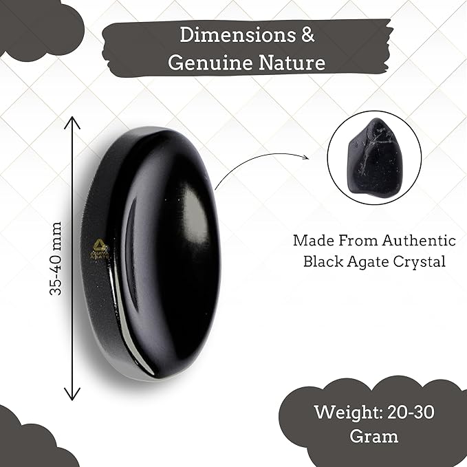 Black Tourmaline Worry Stones – Crystal Thumb Worry Stone for Anguish, Stress – Relaxing & Soothing Balance Stones for Meditation, Relief – Healing Stones & Crystals for Men, Women