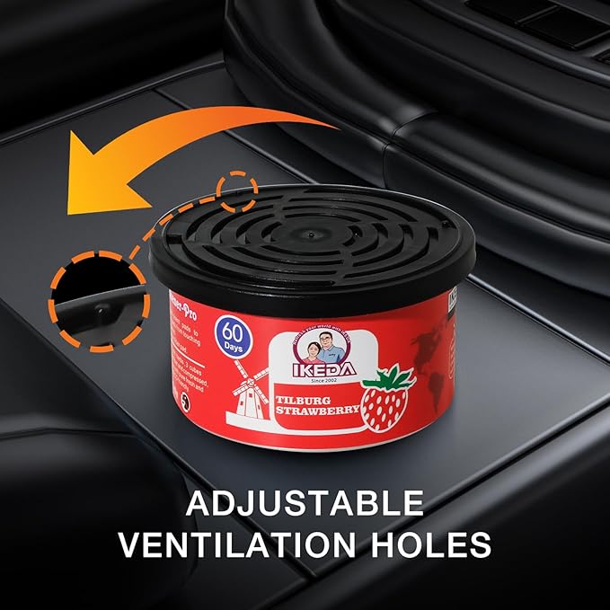 IKEDA Car Air Freshener & Car Odor Eliminator for Auto or Home,Office, 60 Days Long Lasting Scent Cans Freshener, 1.5 Oz Each, 4 Cans, Strawberry