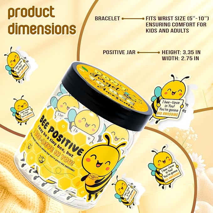 Emotional Support Bee – Bee Gifts For Bee Lovers, Women, Friend - 60 Positive Bee Daily Affirmation Cards Jar – Inspirational Gifts for Women - Self Care Gift for Coworkers, Teens, Friends, Boss