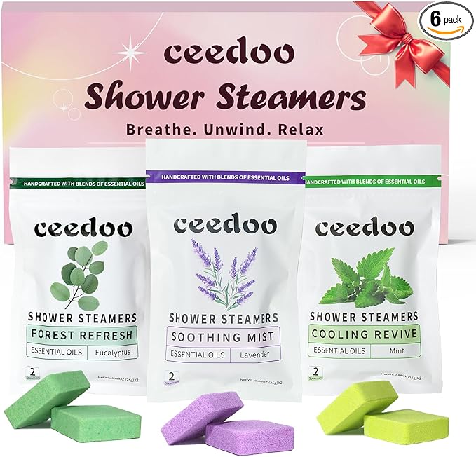 Shower Steamers Aromatherapy 6 Pack Gifts for Women Mom Men, Gifts for Her Stress Relief Home Spa, Birthday Gift Lavender Natural Essential Oil Self Care Relaxation Shower Bombs Teen