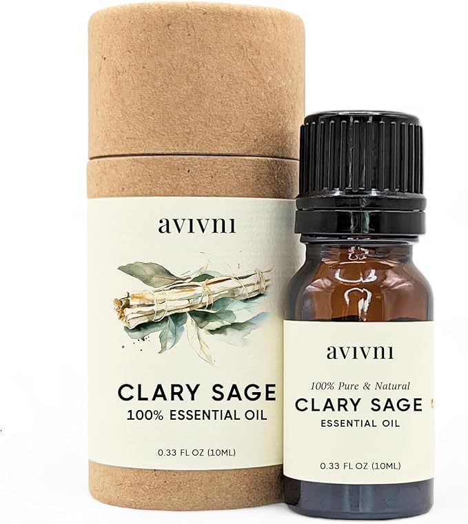 Avivni Clary Sage Essential Oil - 100% Pure & Natural, Organic, Undiluted for Aromatherapy, Muscles, Skin, Diffuser (0.33oz - 10ml)