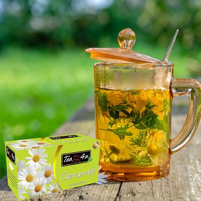 Tea4U Herbal Infusion Chamomile Tea Bags - Authentic & Fresh Flavor, Ideal Hydration & Refreshing Herbal Blend - Caffeine Free, Soothing Brew - 25 Count (Chamomile)