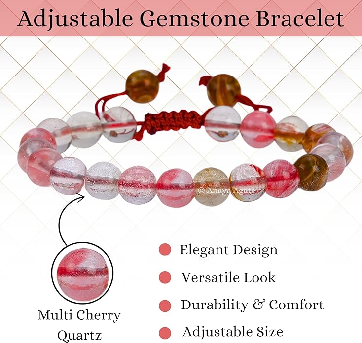Energy Protection Crystal Handmade Adjustable Bead Bracelet Perfect for Men, Women’s Gift - Gemstone Healing Stretch Bracelet Pulsera Para Hombre Mujer Stocking Stuffer