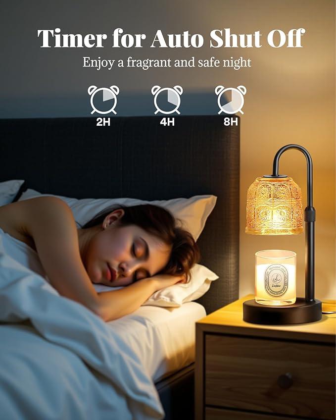 Dimmable Candle Warmer Lamp with Timer Adjustable Height, Mothers Day Birthday Gifts for Mom, Home Decor Housewarming Gifts for Women, Modern Electric Wax Melt Warmer for Scented Jar Candles