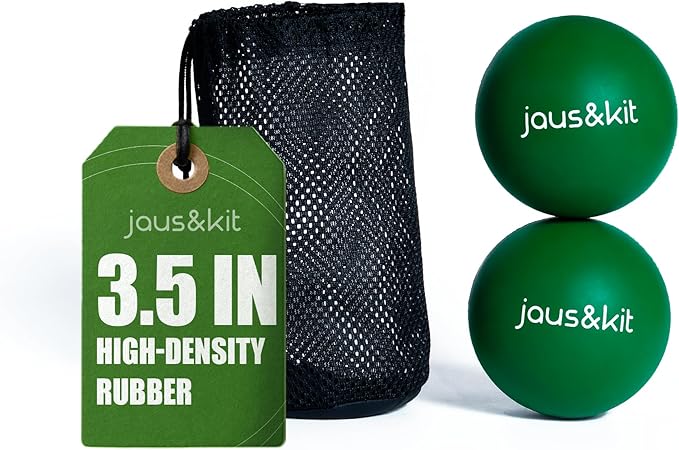 J&K 3.5 in Massage Ball for Back Pain – 2 Large Therapy Massage Balls – Trigger Point Relief and Myofascial Release – Rubber Ball for Physical Therapy