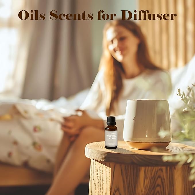 AmaKane White Tea& Thyme Fragrance Oil 30ml, Hotel Essential Oil Inspired by Hilton Hotels, Premium Diffuser Oil for Home, Long-Lasting Aromatherapy Oil, Candle & Soap Making Scents