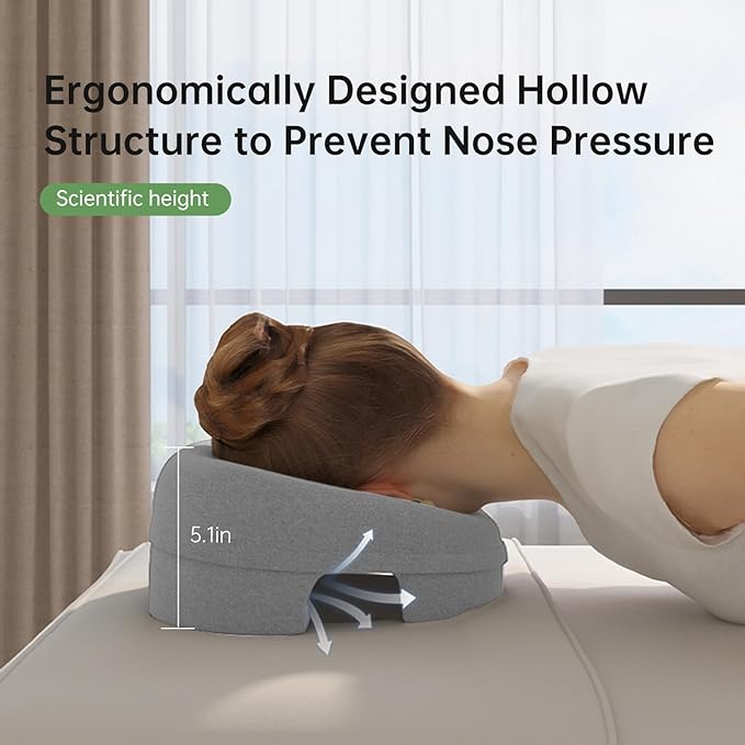 Face Down Pillow for Massage - Headrest Face Pillow for Bed, Stomach Sleeping, Prone Sleepers, Post-Eye Surgery Recovery, and Beach Tanning.