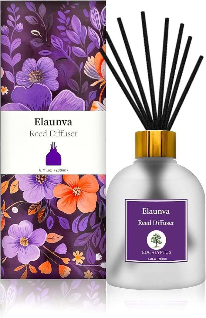 Eucalyptus Reed Diffuser Sets,6.7fl oz(200ml) with 8 Sticks,Fragrance/Aromatherapy for Livingroom/Office/Kitchen/Entryway/Bathroom,Shelf Decor,Home Accessories,Air Freshener(Eucalyptus)